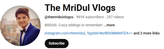 Themridulvlogs youtube channel